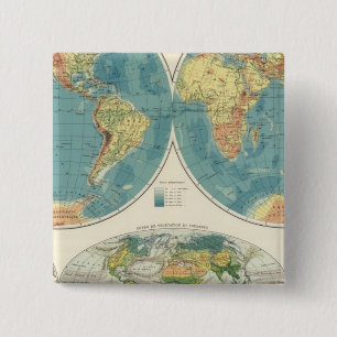 World Atlas Map 2 Vierkante Button 5,1 Cm