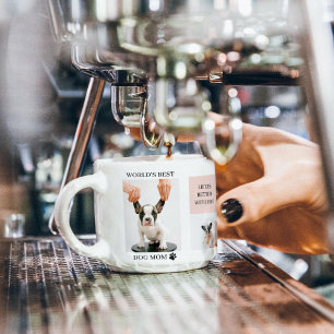 World Best Dog Mam Foto van collage Pastel Roz Espresso Kop