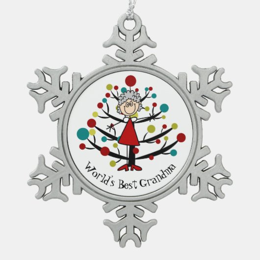 World Best Grandma Snowflake Ornament (Voorkant)