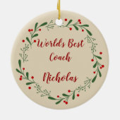 World Best Teacher Coach Custom Name Kerstmis Keramisch Ornament (Achterkant)