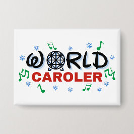 World Caroler met groene Muzieknoten en blauwe sne Button