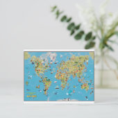 World Cartoon Map Briefkaart (Staand voorkant)