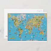 World Cartoon Map Briefkaart (Voorkant / Achterkant)