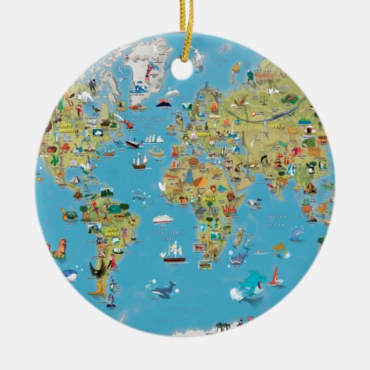World Cartoon Map Keramisch Ornament (Voorkant)