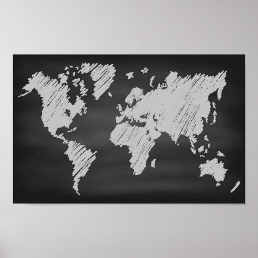 World Chalkboard-kaart Poster (Voorkant)