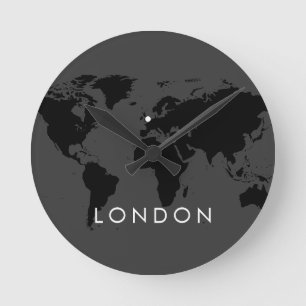 World Clock Custom Elegant Modern City Time Zone Ronde Klok