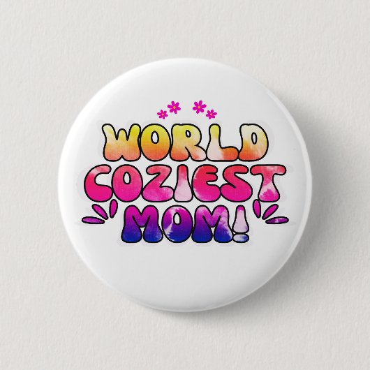 World Coziest Mom – kleurrijke bloemenretro Ronde Button 5,7 Cm (Voorkant)
