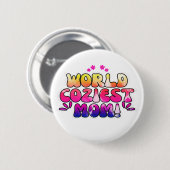 World Coziest Mom – kleurrijke bloemenretro Ronde Button 5,7 Cm (Voorkant /achterkant)