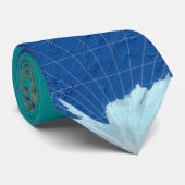 world curved rhombus 15°E 3 turquoise - stropdas (Opgerold)