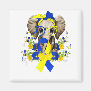 World Down Syndrome Awareness 2022 Elephant Blue Magneet