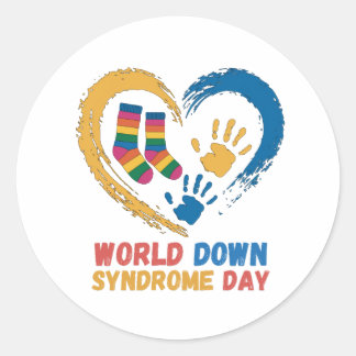 World Down Syndrome Day Awareness family Support Ronde Sticker