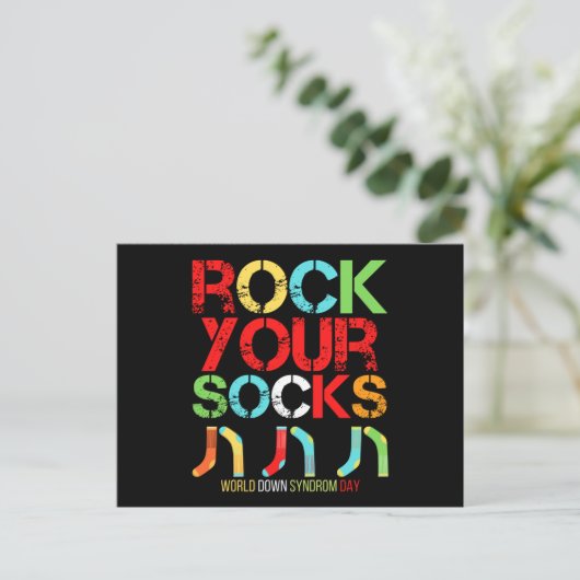 World Down Syndrome Day Rock Your Socks Briefkaart (Staand voorkant)