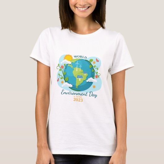 World Environment Day 2023 Custom Text Planet T-shirt (Voorkant)