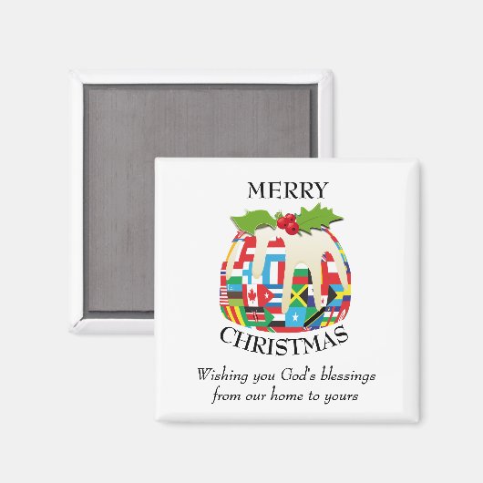 WORLD FLAGS Kerstmis - Pudding Magnet Magneet (Voorkant / Achterkant)