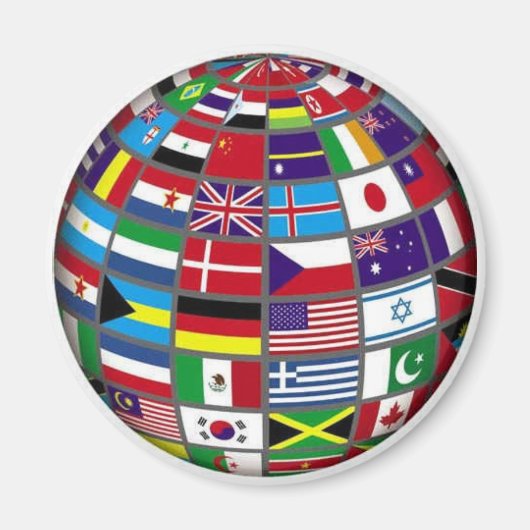 World Flags Wereldbol Magnet Magneet (Voorkant)