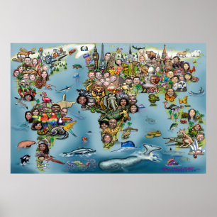 World Fun kaart Poster