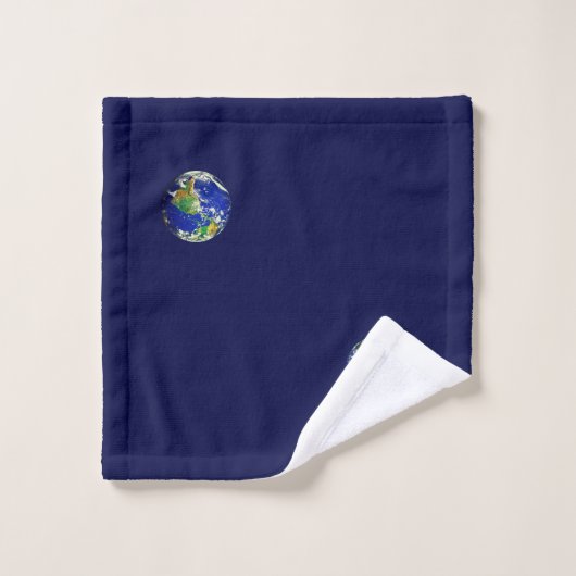 World Globe and Text on Navy Blue (Gant de toilette)