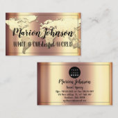 World Globe Carte Agence de Voyage Gold Rose Gold  (Devant / Derrière)