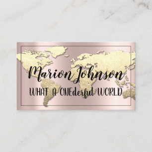 World Globe Carte Agence de Voyage Rose Fame Gold