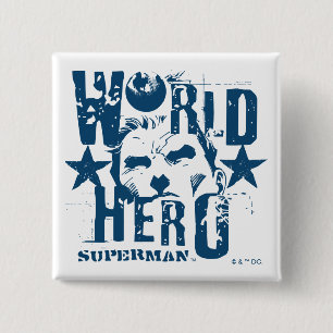 World Hero Stars Vierkante Button 5,1 Cm