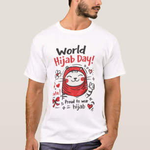 World Hijab Day Schattige Kat Illustratie – Trots T-shirt