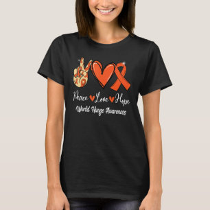 World Hunge Awareness Peace Love Hope Oranje Ribbo T-shirt