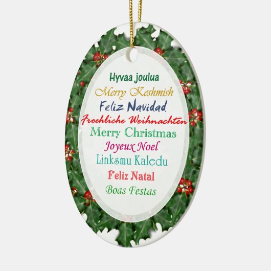 World Languages Merry kersttext Ornament (Links)