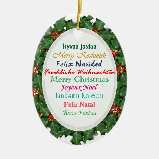 World Languages Merry kersttext Ornament (Voorkant)