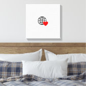 World Love Globe Icon | Heart Earth Summer Design Canvas Afdruk (Insitu (Slaapkamer))