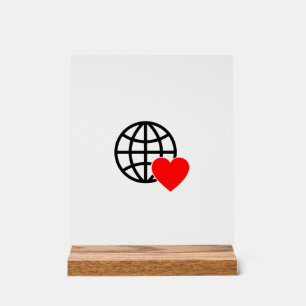 World Love Wereldbol Icon   Heart Earth Summer Des Acryl Bord