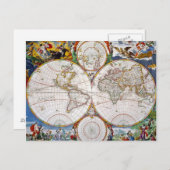 WORLD MAP, 17th CENTURY Briefkaart (Voorkant / Achterkant)