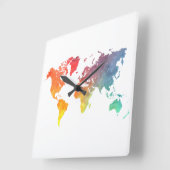 world map 5 vierkante klok (Hoek)