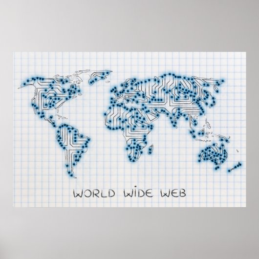 World Map | Elektronische microchipschakelingen Poster (Voorkant)