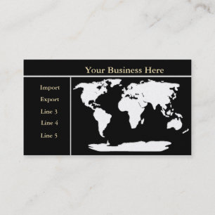 World Map Gold/Black Carte de visite 2