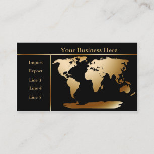 World Map Gold/Black Carte de visite 4