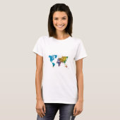 World map in watercolor t-shirt (Voorkant volledig)