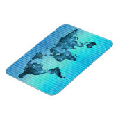 World Map | Neon Blue Stripes Magneet (Linkerzijde)