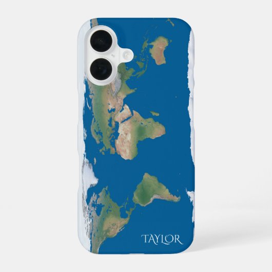 World Map – Personalized iPhone 16 Hoesje (Achterkant)