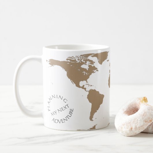 World Map - Planning My Next Adventure - Custom Koffiemok (Met donut)