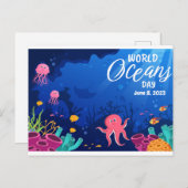 World Oceans Day Underwater Scene Aangepaste tekst Briefkaart (Voorkant / Achterkant)