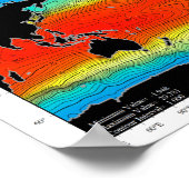 World Oceans Temperature Map, Gedetailleerd - HD P Poster (Hoek)