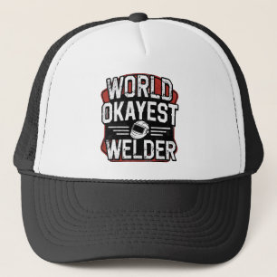 World Okayest Welder Retro Distressed Welder Trucker Pet