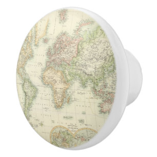 World on Mercator-projectie Keramische Knop