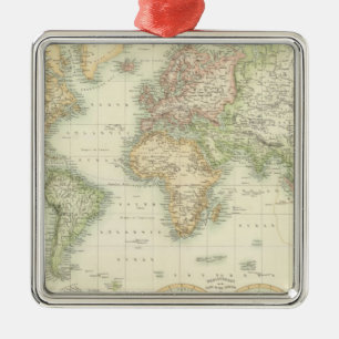 World on Mercator-projectie Metalen Ornament
