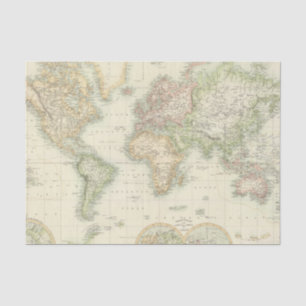 World on Mercator-projectie Tissuepapier