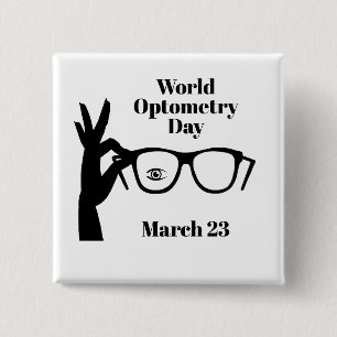 World Optometry Day Button met Glasses Silhouette