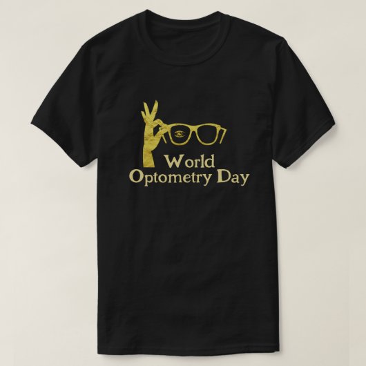 World Optometry Day Golden Eyeglasses Icon T-Shirt (Design voorkant)