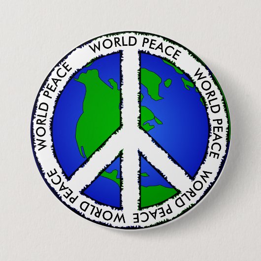 World Peace Earth en Peace Sign-Button Ronde Button 7,6 Cm (Voorkant)