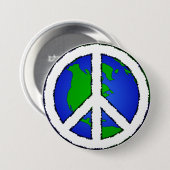 World Peace Earth en Peace Sign-Button Ronde Button 7,6 Cm (Voorkant /achterkant)