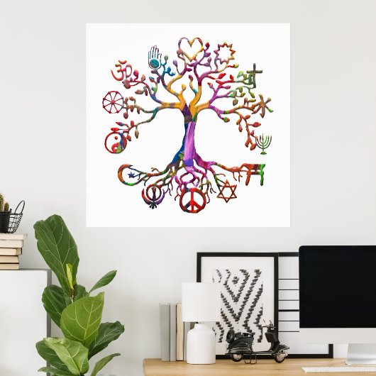 World Peace Tree Rainbow  Poster (Bureau à domicile)